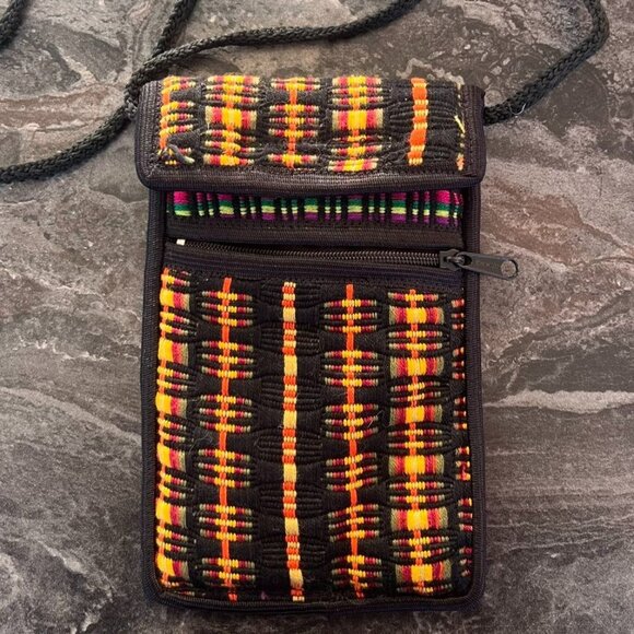 African Inspired Crossbody Bag Tribal Pattern - Flap and Zipper Pocket- Handmade - Picture 10 of 12